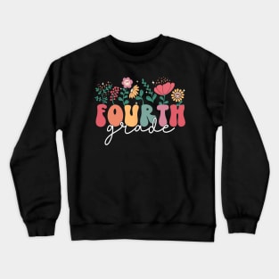 First Day Of 4th Grade Back To School Flower Crewneck Sweatshirt